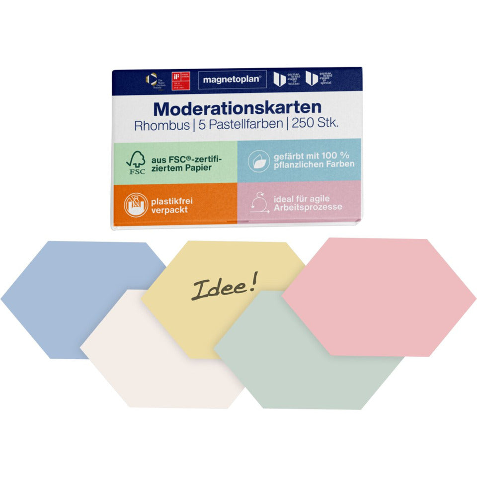 Kommunikationskarten, Rhombus, 200 x 95 mm, 250 Stück, sortiert MAGNETOPLAN 112502210