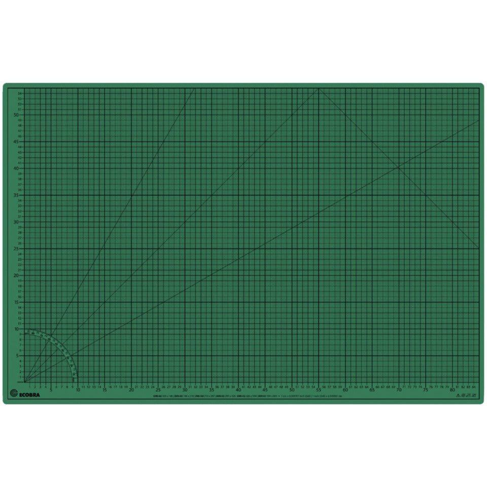 Schneidematte, 900 x 600 mm, bedruckt mit 10-und 50 mm-Teilung, 5-lagig, grün/schwarz ECOBRA 709060