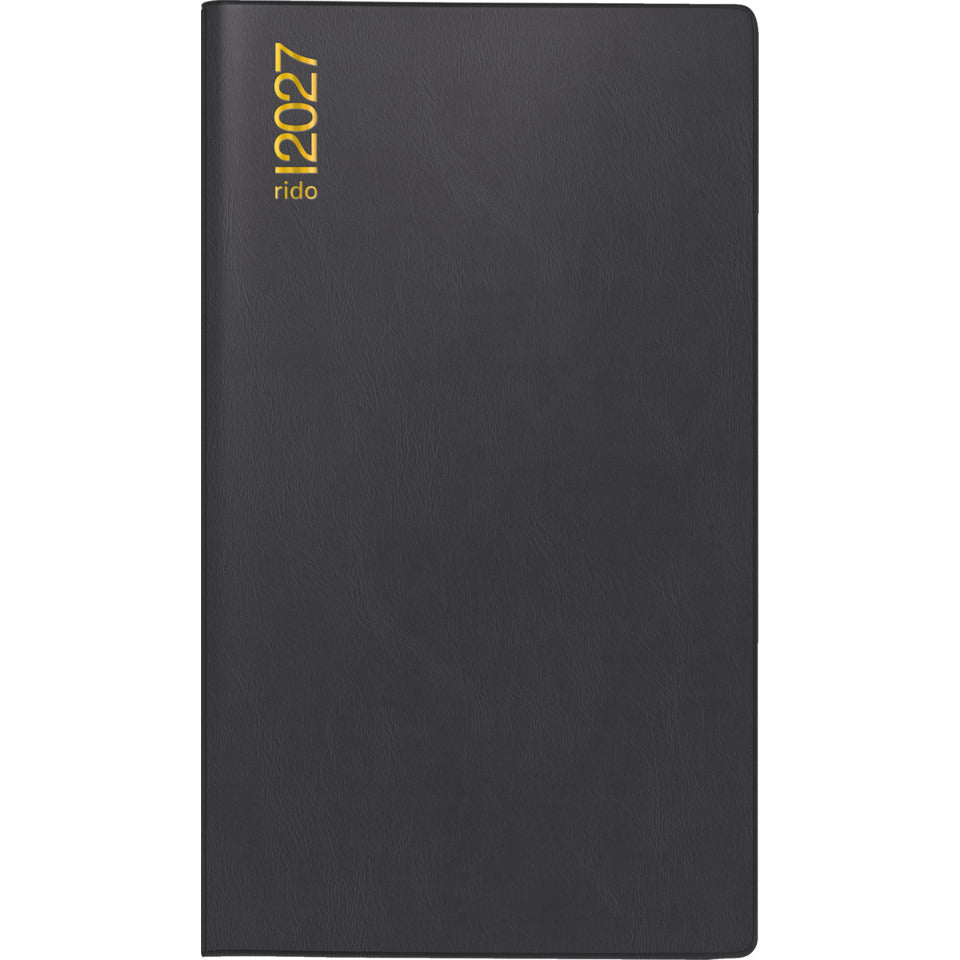 Taschenkalender TM 17/contacter 2027, A6 quer, 1W/2S, Kunststoff, schwarz RIDO 7012212907 RIDO 70-12 212 907 87x153mm 2027