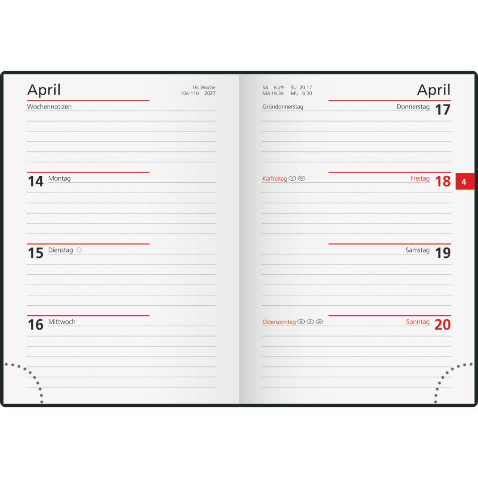 Taschenkalender perfect/Technik I 2027, A6, 208 Seiten, 1W/2S, Kunststoff, schwarz RIDO 7018103907 RIDO 70-18 103 907 10x14cm 2027