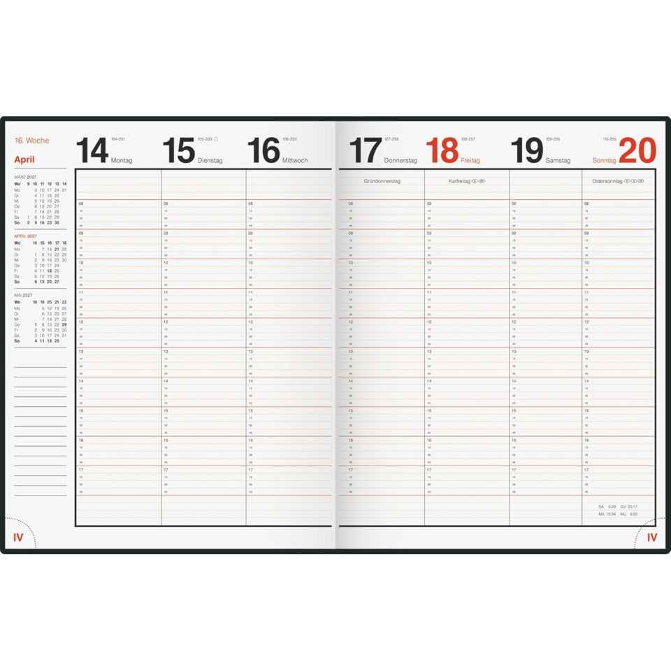 Taschenkalender Magnum 2027, 18,3 x 24 cm, 1W/2S, Kunststoff, weinrot RIDO 7027042297 RIDO 70-27 042 297 18,3x24cm 2027