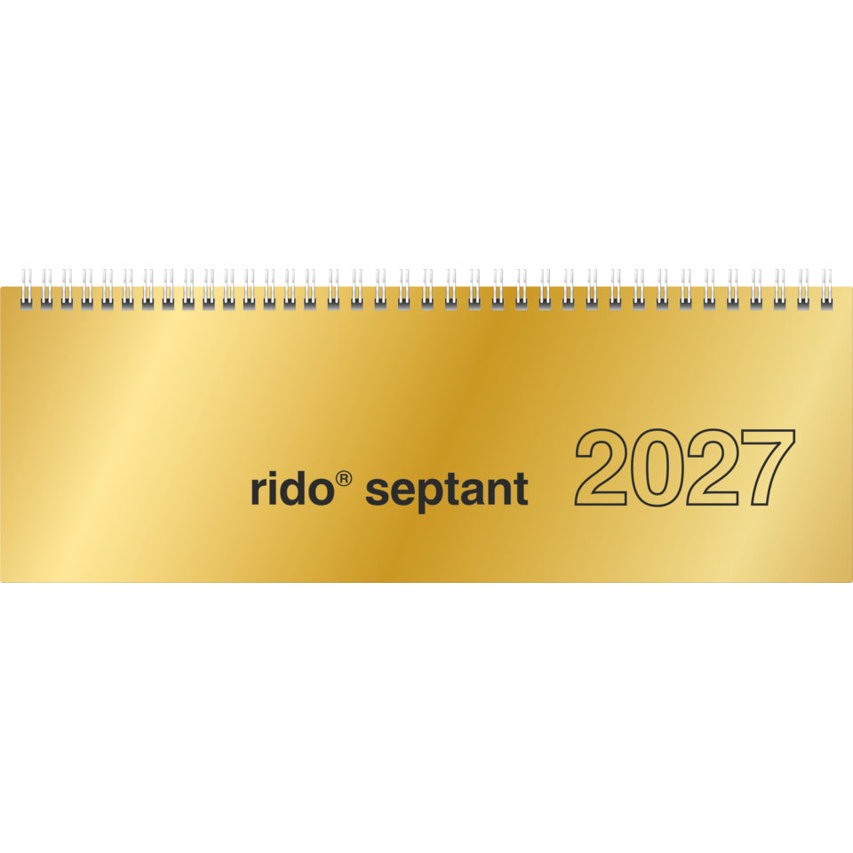 Tischkalender septant 2027 quer, 30,5 x 10,5 cm, 1W/2S, Kunststoff, gold RIDO 7036121917 RIDO 70-36 121 917 30,5x10,5cm