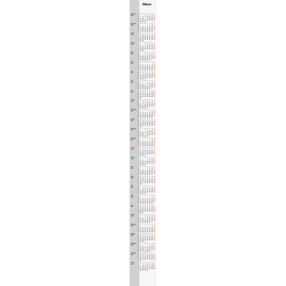 Ersatzkalendarium 3-Monats-Kalender 2027/28, 94 x 1320 mm RIDO 7038100007 RIDO 70-38 100 007