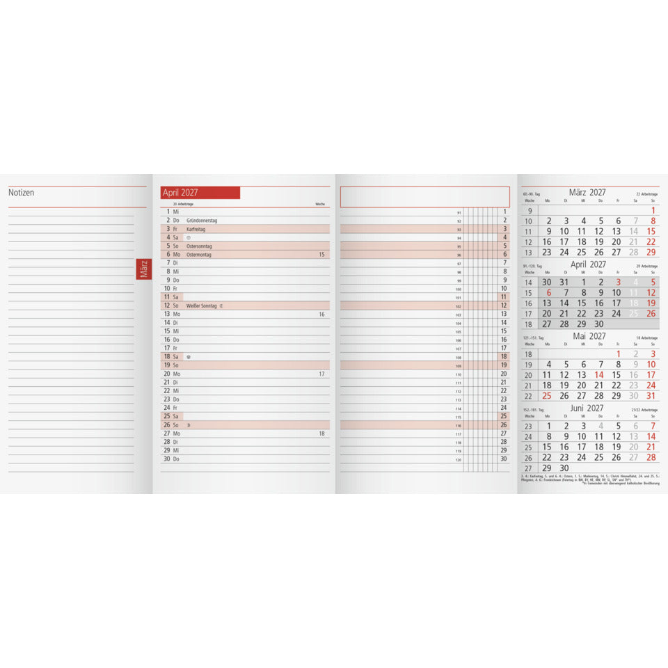 Ersatzkalendarium 2027 - Modell TM 12, 87 x 153 mm, 1M/2S RIDO 7040300007 RIDO 70-40 300 007 8,7x15,3cm