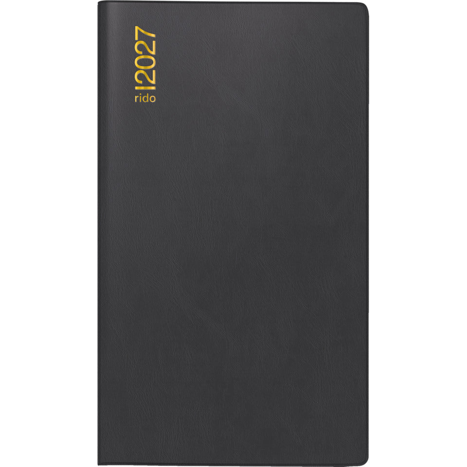 Taschenkalender TM 11 2027, A6, 1M/2S, Kunststoff, schwarz RIDO 7040202907 RIDO 70-40 202 907 8,7x15,3cm 2027