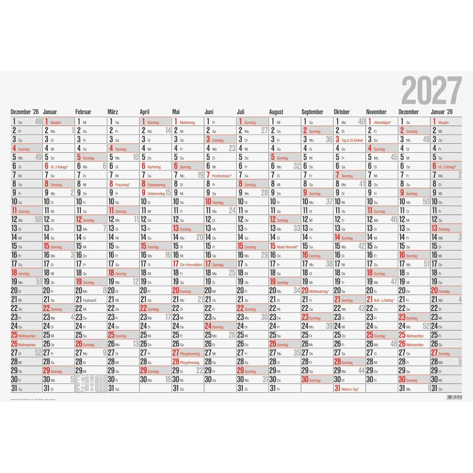 Wandkalender Office 1 2027, 980 x 685 mm, 14M/1S RIDO 7033660007 RIDO 70-33 660 007 980x685mm
