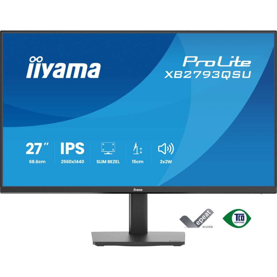 Monitor ProLite - 69 cm (27"), QHD, IPS, 2560 x 1440, 100Hz, schwarz IIYAMA XB2793QSU-B1