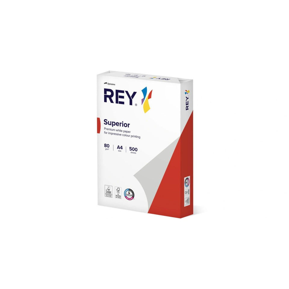 Kopierpapier REY Superior, DIN A4, 80g/qm, weiß, Weißegrad 168 CIE, 500 Blatt REY 86117A80S