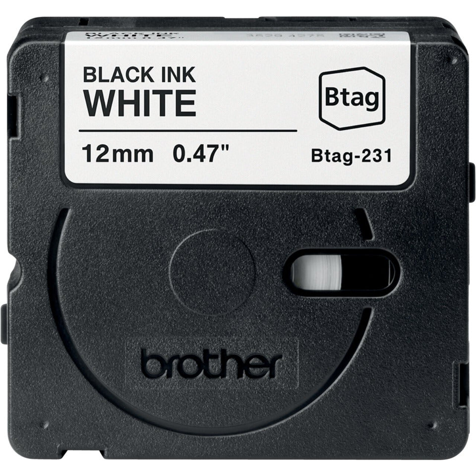 Schriftband Btag, 12 mm breit x 4 m lang, schwarz auf weiß BROTHER BTAG231