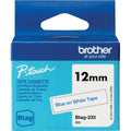 Schriftband Btag, 12 mm breit x 4 m lang, blau auf weiß BROTHER BTAG233