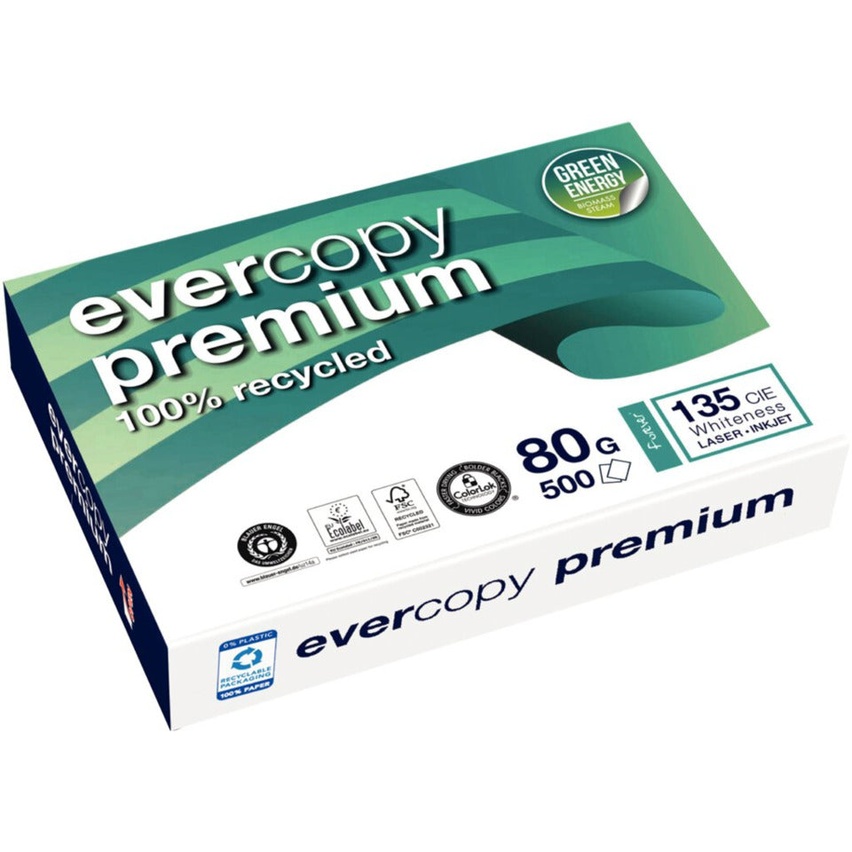 Kopierpapier Evercopy Premium Recycling, A4, 80g/m², 135 CIE, 500 Blatt, weiß EVERCOPY 1902C
