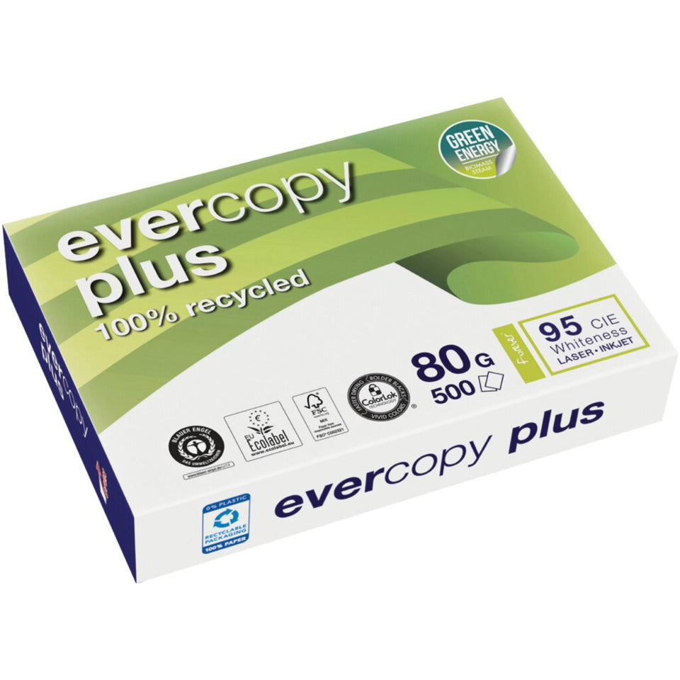 Kopierpapier Evercopy Premium Recycling, A4, 80g/m², 95 CIE, 500 Blatt, weiß EVERCOPY 50048SC