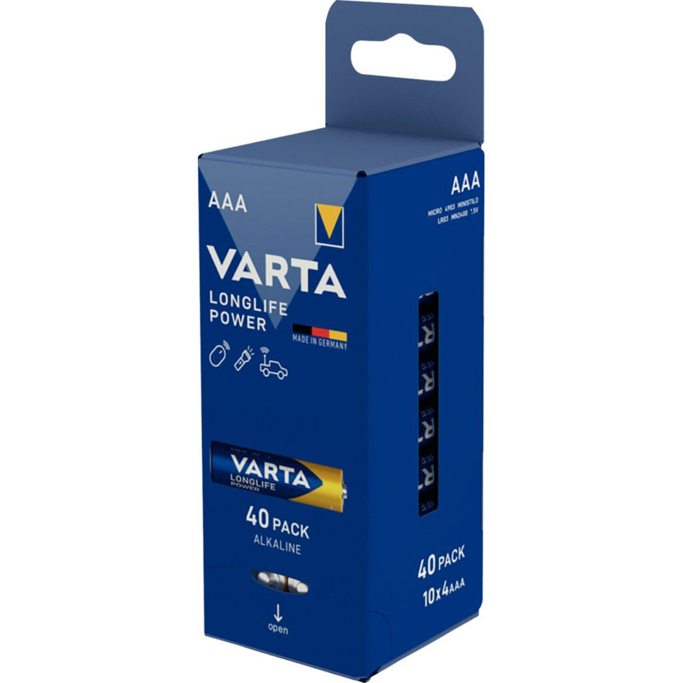 Batterie Alkali-Mangan, Micro AAA, Longlife Power, LR03, 1.5V, 40 Batterien VARTA 4903121154