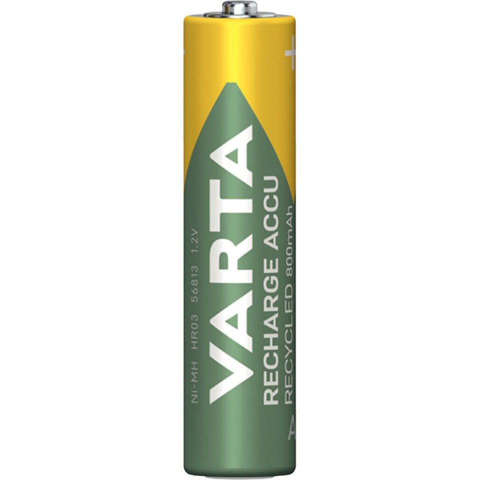 Akku NiMH, Micro AAA, Recycled, HR03, 1.2V, 800mAh, 4 Akkus VARTA 56813101404