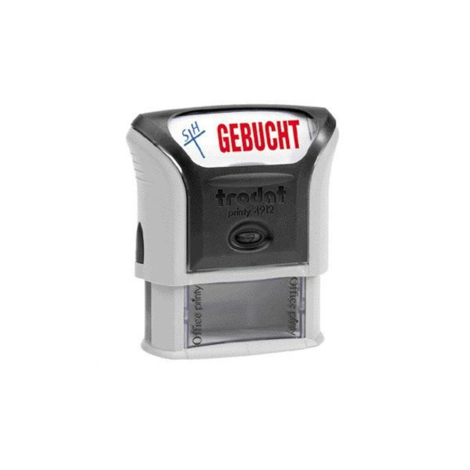 Stempel Printy, Motiv/Text: GEBUCHT, Abdruck: blau/rot, 47 x 18 mm TRODAT 4912OFF2 TRODAT LEP 944 GEBUCHT Fixtext