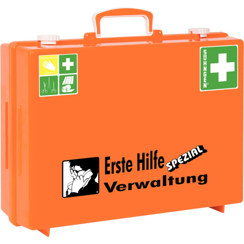 Verbandkoffer Erste-Hilfe-Koffer SPEZIAL Verwaltung inkl. Wandhalterung, 400 x 300 x 150 mm SÖHNGEN 0360110
