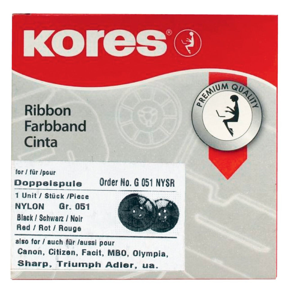 Farbband Gr. 51 für BRR1234, 13 mm x 4 m, Nylon, schwarz/rot KORES G051NYSR