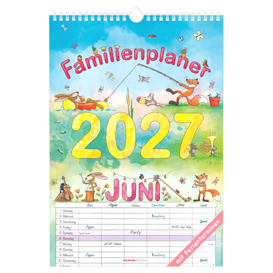 Familienplaner Cartoon 2027, 6 Spalten, 23,7 x 34 cm ALPHA 114601 ALPHA 114601 23,7x34cm