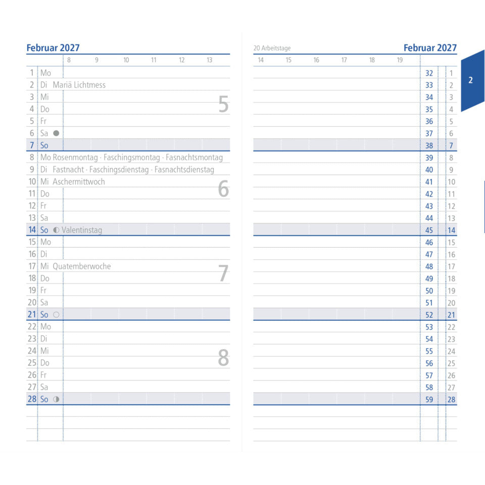 Kalender-Ersatzeinlage 2027 für Taschenplaner 530, 1M/2S ZETTLER 152300 ZETTLER 152300/660076 1M/2S
