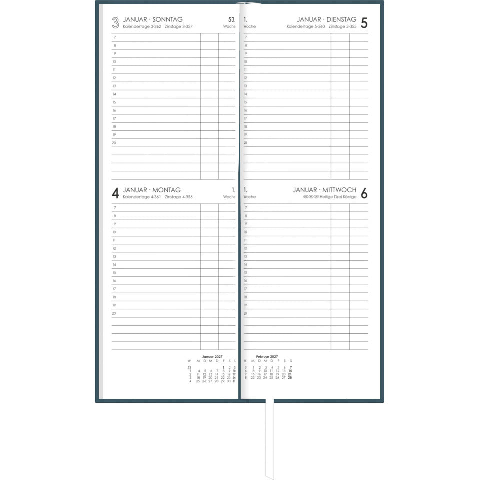 Pultkalender 2027, 10,5 x 29,5 cm, 2T/1S, anthrazit ZETTLER 146300 ZETTLER 146300/660123 anthrazit