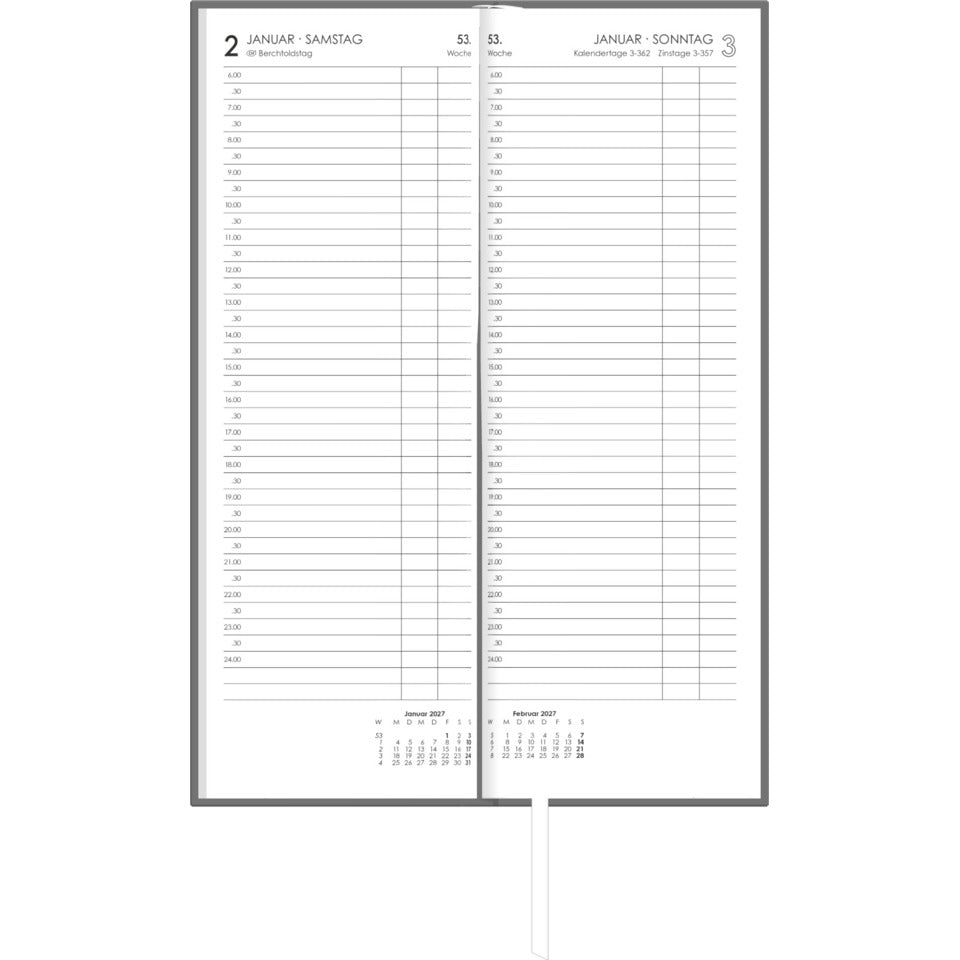 Vormerkkalender 2027, 10,5 x 29,5 cm, 1T/1S, grau/blau ZETTLER 146500 ZETTLER 146500/660125 hoch grau/blau