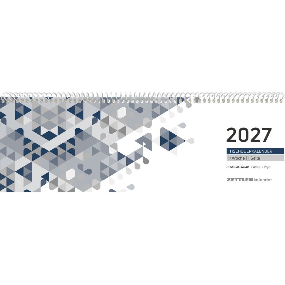Tischkalender 2027, 26,6 x 9,9 cm, 1W/1S, blau ZETTLER 143000 ZETTLER 143000/660049 m.Spirale