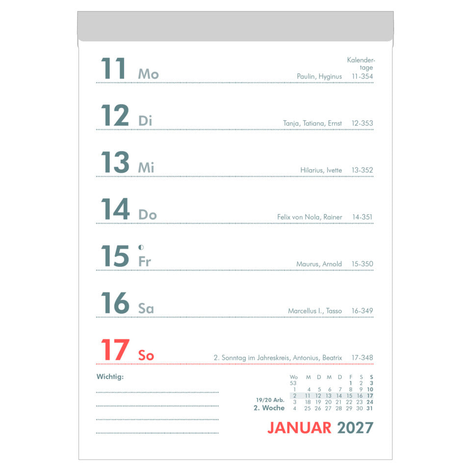 Abreißkalender 2027, 10,5 x 14,6 cm, 1W/1S ZETTLER 144000 ZETTLER 144000/660059/325-0000  1W 1S