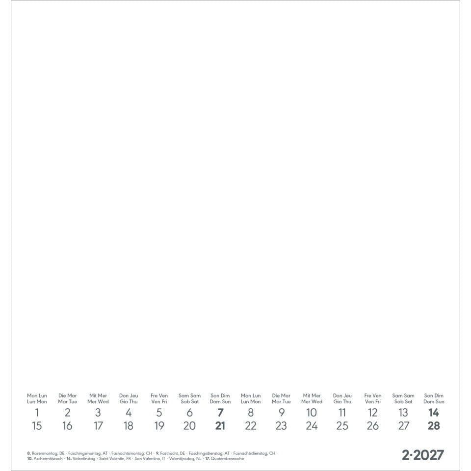 Bastelkalender 2027, 21 x 22 cm, 1M/1S, weiß ALPHA 155801 ALPHA 155801 21x22cm