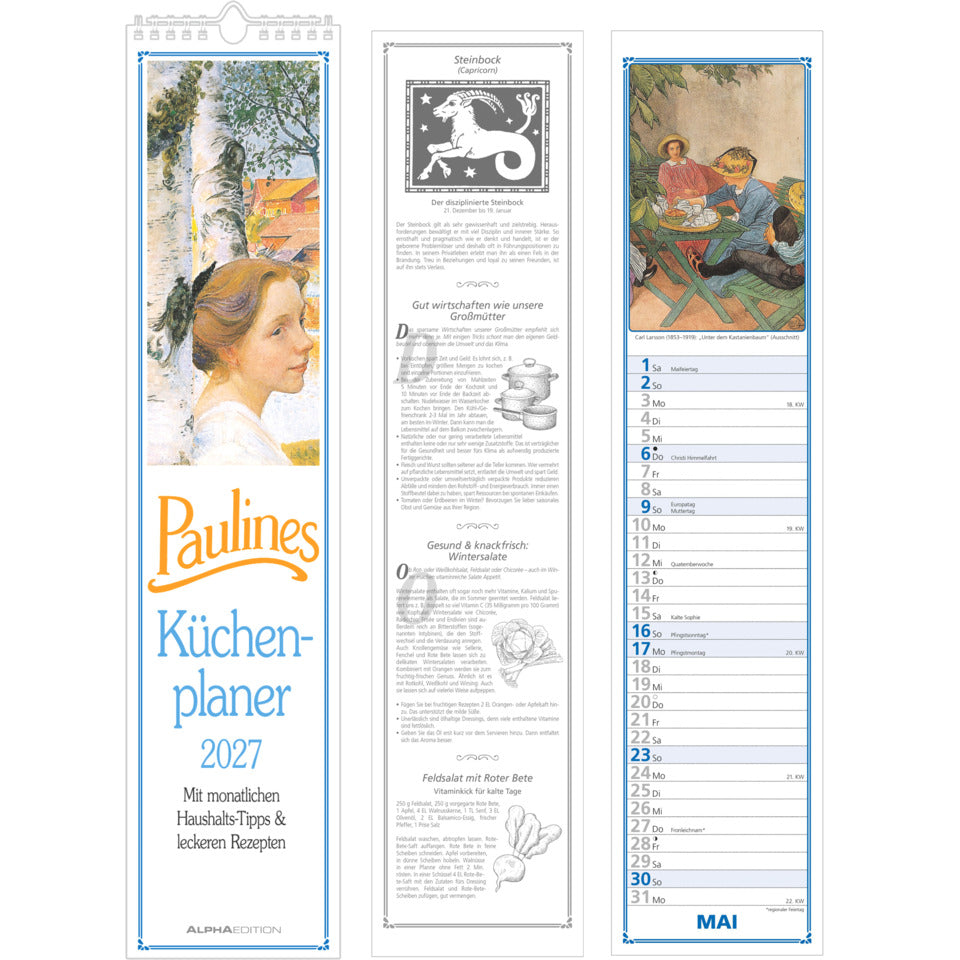 Streifenkalender Paulines Küchenplaner, 11,3 x 49,5 cm, 1M/1S ALPHA 111501 ALPHA 111501 11,3x49,5cm