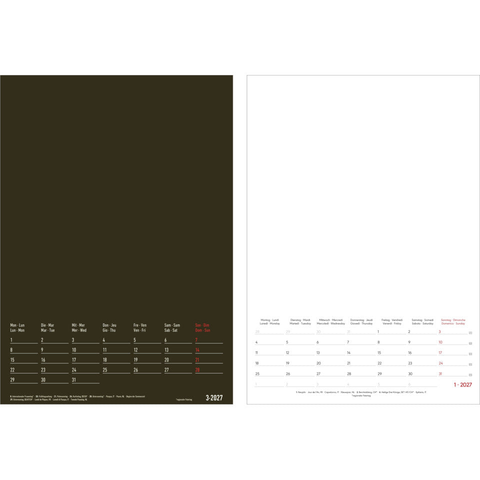 Bastelkalender 2027, 21 x 29,7 cm, 1M/1S, schwarz/weiß ALPHA 155201 ALPHA 155201 21x29,7cm