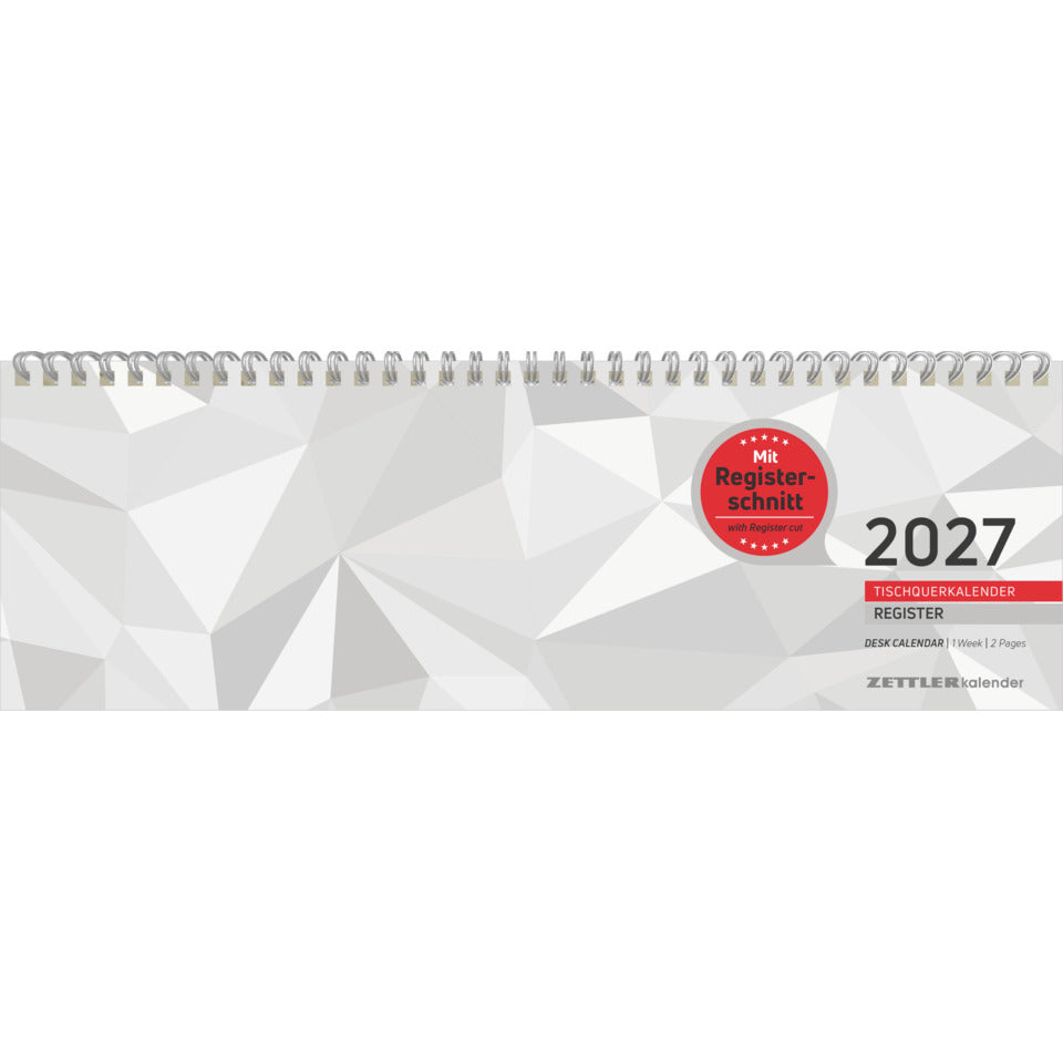 Tischquerkalender 2027, 32 x 10,5 cm, 1W/2S, grün ZETTLER 143300 ZETTLER 143300/660052 320x95mm