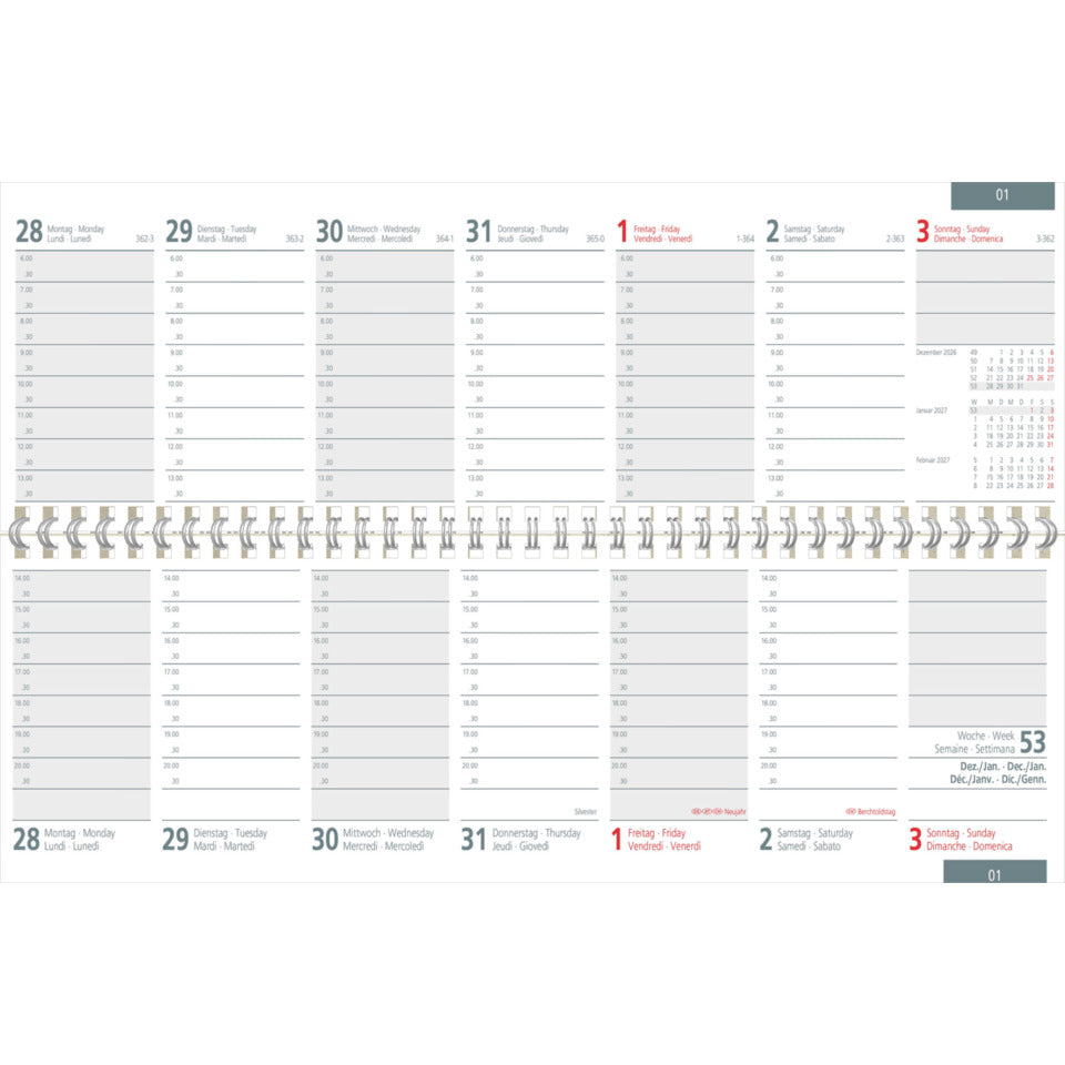 Tischquerkalender 2027, 32 x 10,5 cm, 1W/2S, grün ZETTLER 143300 ZETTLER 143300/660052 320x95mm