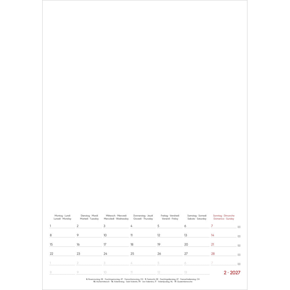 Bastelkalender 2027, A4, 1M/1S ALPHA 155401 ALPHA 155401 21x29,7cm