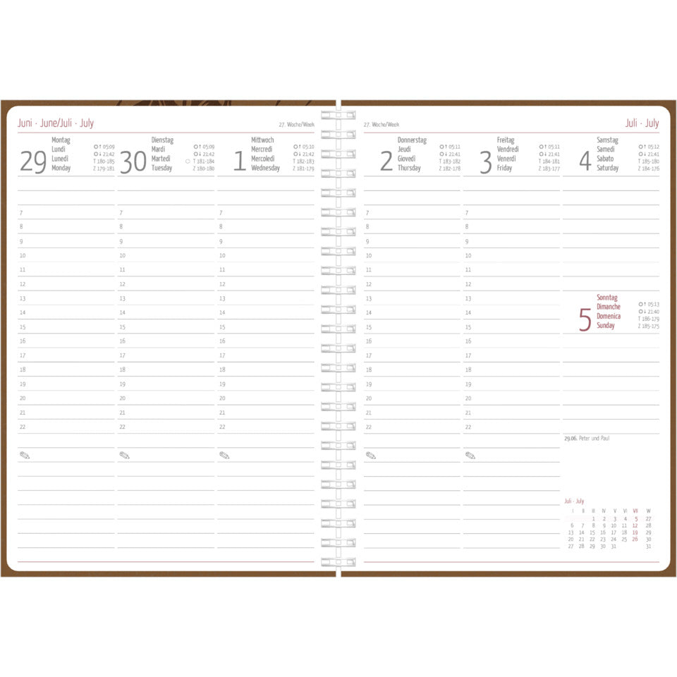 Spiralbuchkalender Nature Line Pine 2027, 150 x 210mm, 1W/2S, dunkelgrün ALPHA 138801 ALPHA 138801 150x210mm