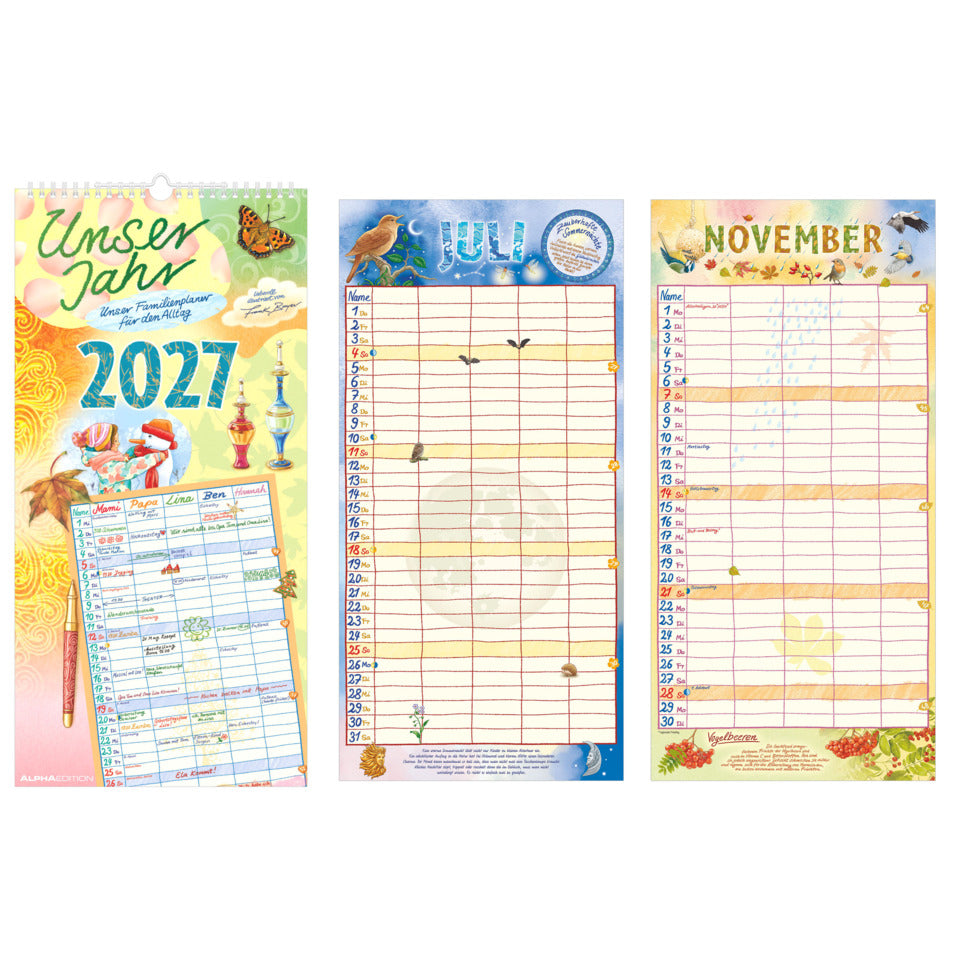Familienkalender Unser Jahr, 22 x 45 cm, 1M/1S, 5 Spalten ALPHA 113501 ALPHA 113501  22x45cm 5 Spalten