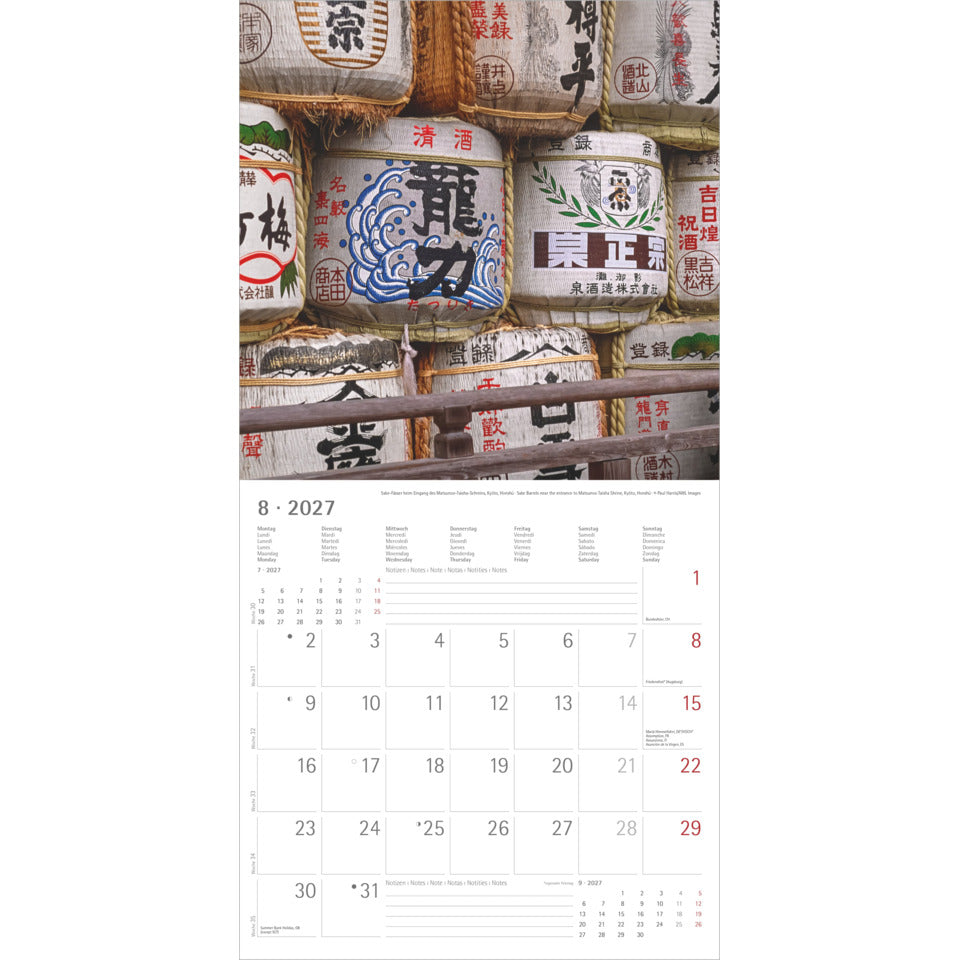 Bildkalender Japan 2027, 30 x 30 cm, 1M/1S ZETTLER 108701