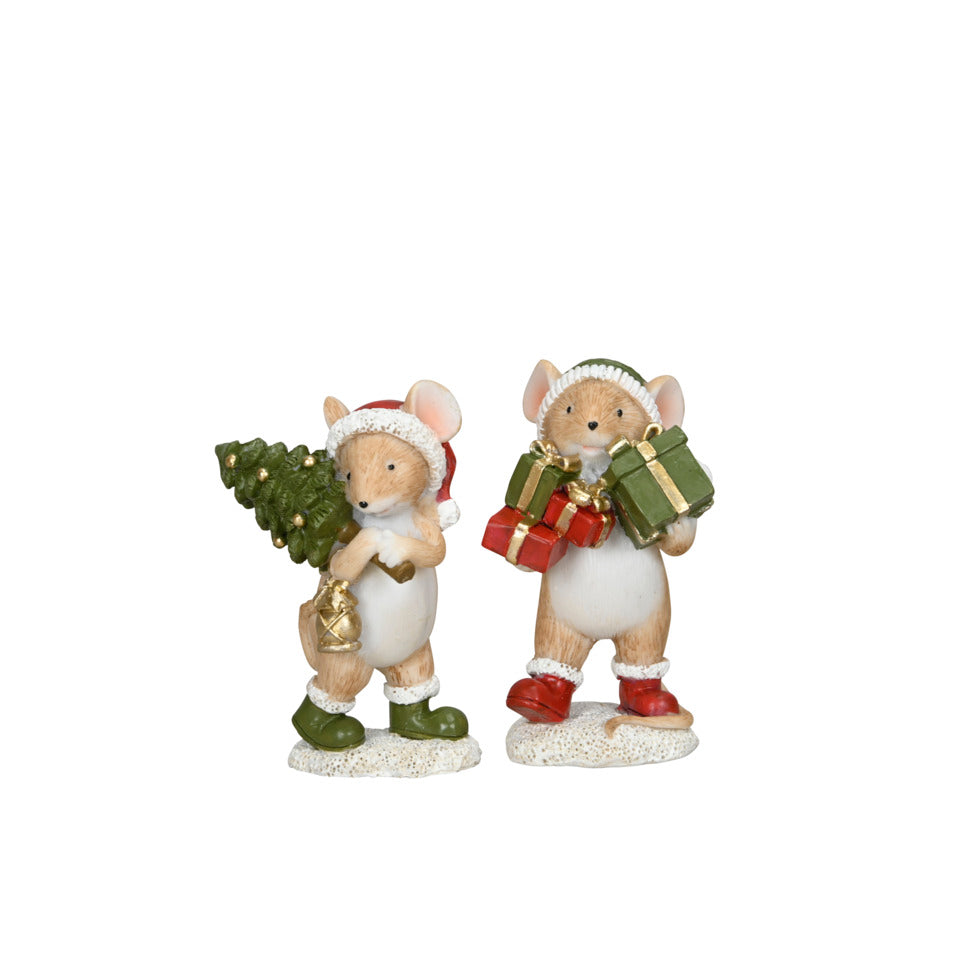 Dekofigur Maus, Polyresin, braun/rot, sortiert POSIWIO 671172000787