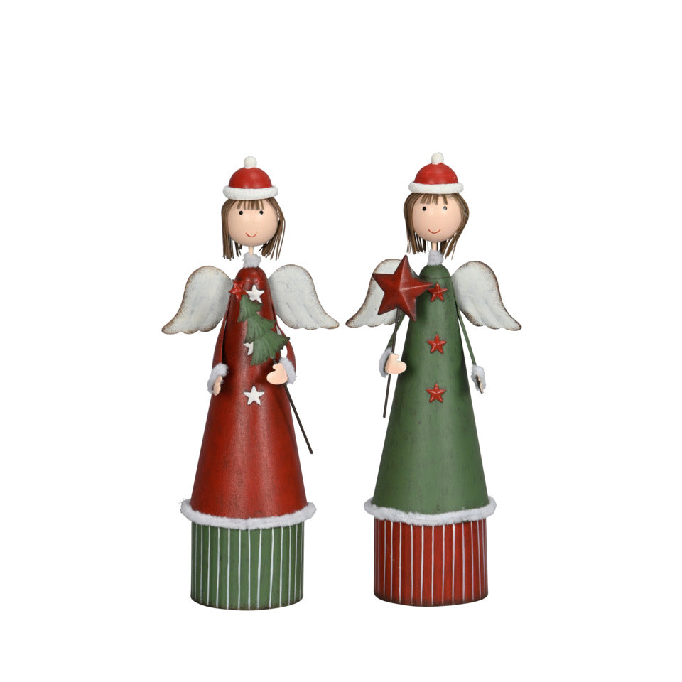Weihnachtsfigur Engel, 8 x 11 x 27,5 cm, Eisen, rot/grün, sortiert POSIWIO 692251028422