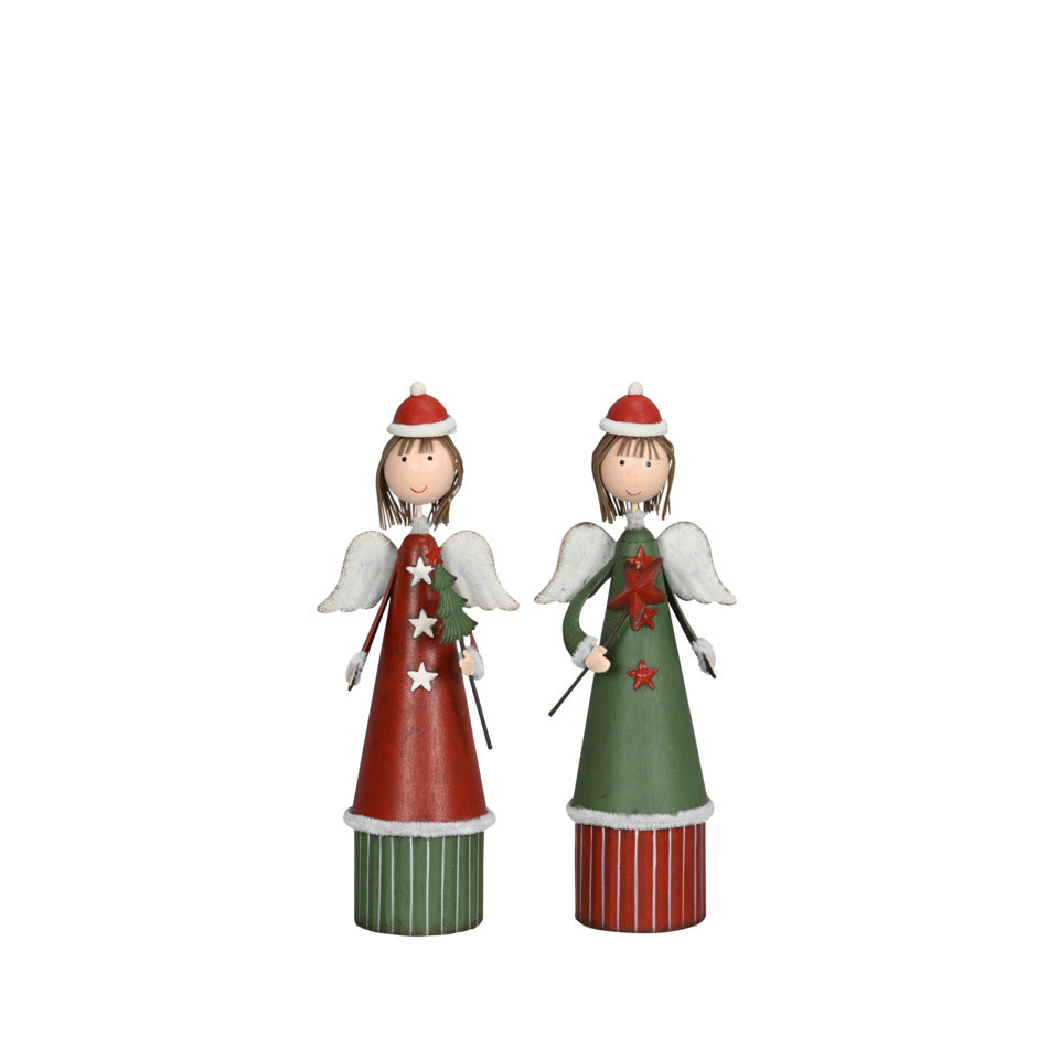 Weihnachtsfigur Engel, 8 x 5,5 x 21,5 cm, Eisen, rot/grün, sortiert POSIWIO 692251022422