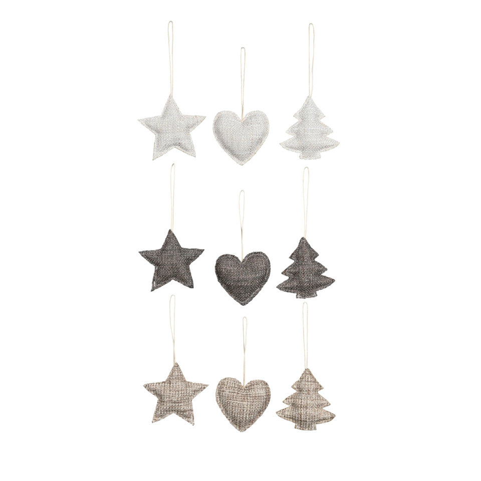 Weihnachtsanhänger Stern/Herz/Baum, Polyester, sortiert POSIWIO 690302000995