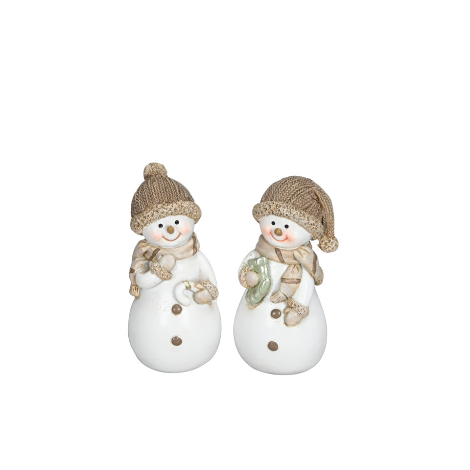 Schneemann, 4,5 x 9 cm, Polyresin, 2 Stück, weiß/braun POSIWIO 690934009142