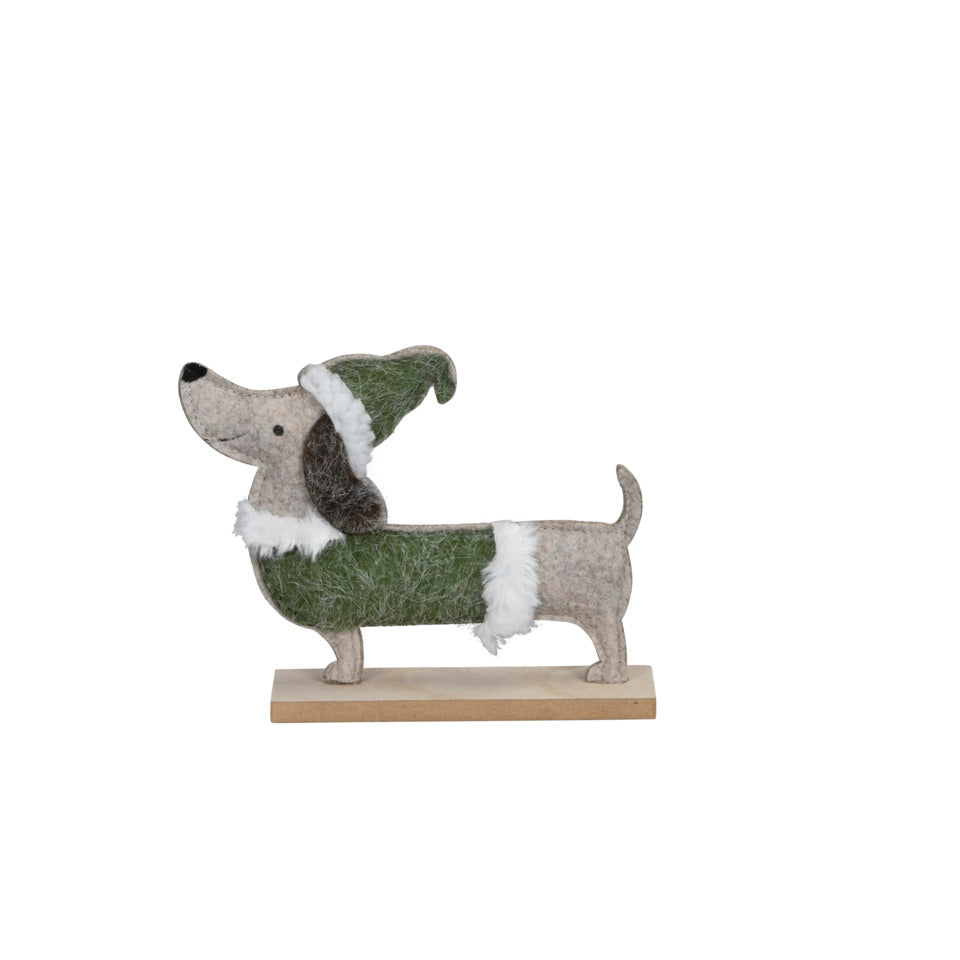 Hundefigur mit Mütze und Pullover, 18 x 5 x 15 cm, Polyester, grün/weiß POSIWIO 690276018911 POSIWIO 690276018911 18x5xH15cm