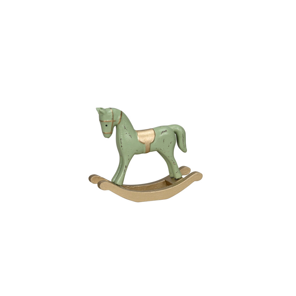 Weihnachtsfigur Schaukelpferd, 13 x 4,5 x 11 cm, MDF, rot/gold POSIWIO 671079013919