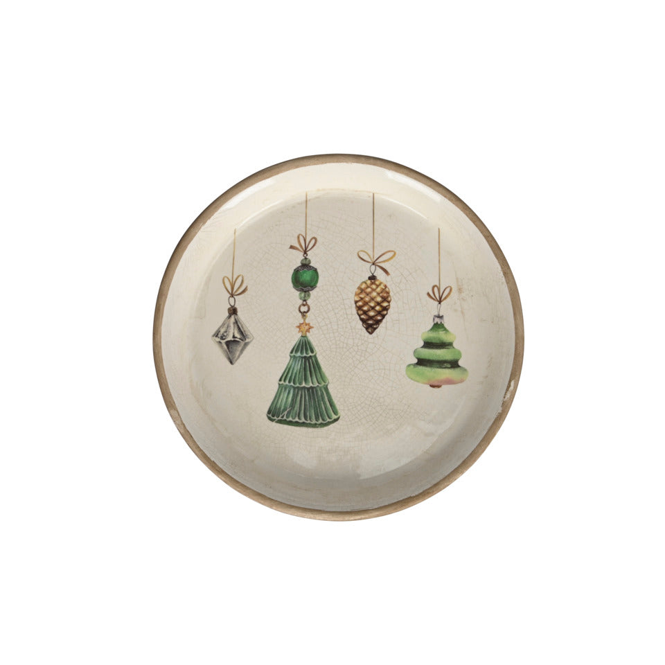 Weihnachtsbehang Dekoteller, Ø 23,5 x 2,5 cm, Stein, grün/creme POSIWIO 692572000907 POSIWIO 692572000907 D23,5xH2,5cm