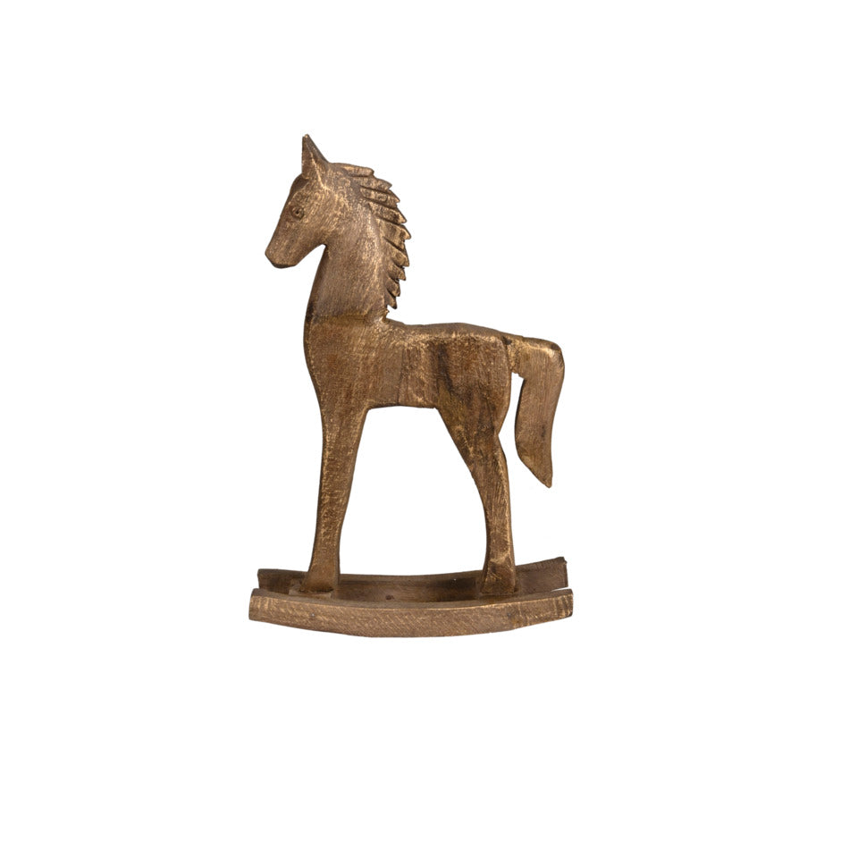 Weihnachtsfigur Schaukelpferd, 22 x 9 x 34 cm, braun/gold POSIWIO 691933034713