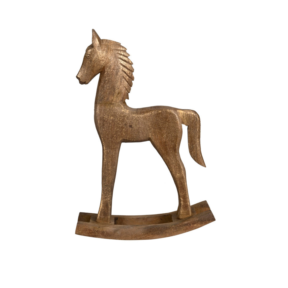 Weihnachtsfigur Schaukelpferd, 28 x 10 x 43 cm, braun/gold POSIWIO 691933043713