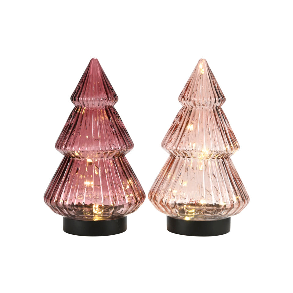 Weihnachtsfigur Baum mit 15 LED, Ø 12,5 x 22 cm, Glas, sortiert POSIWIO 692552022358