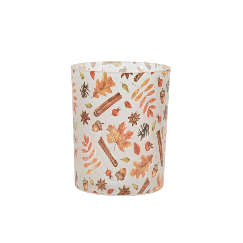 Windlicht Herbst, Ø 10 x 12,5 cm, Glas, orange/braun POSIWIO 690152012296