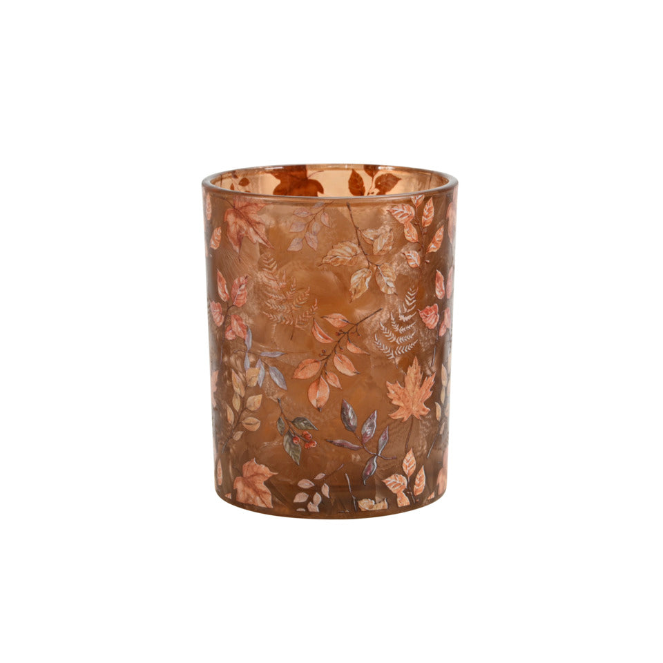 Windlicht Blätter, Ø 10 x 12,5 cm, Glas, rosa POSIWIO 691056012707