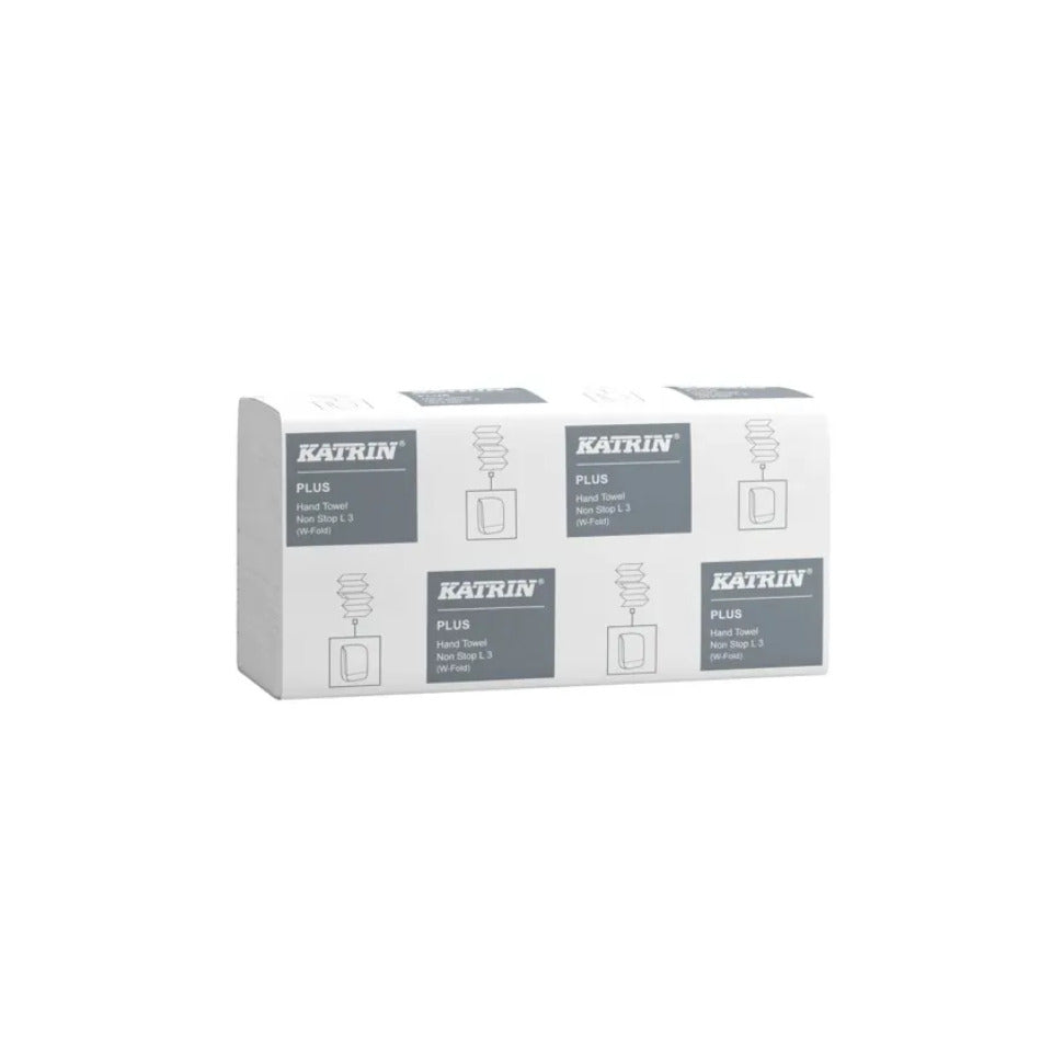Falthandtuch Plus Non Stop L, W-Falz, 3-lagig, 90 Blatt, 2.250 Stück, weiß KATRIN 61600 KATRIN 61600 W-Falz Multifold